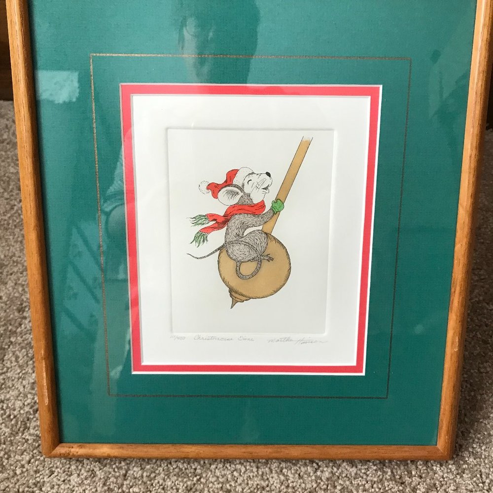 Martha Hinson "Christmouse Time" Signed/Framed Etching